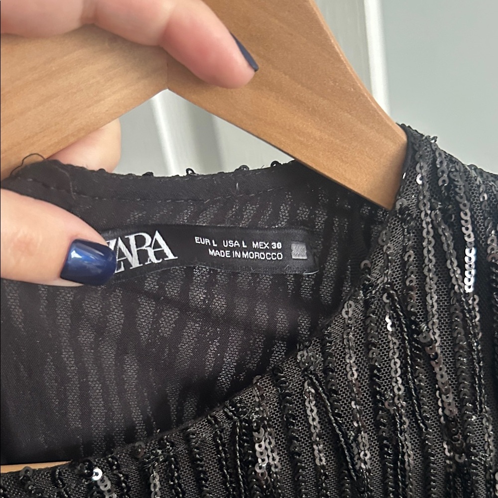 Black Zara Sequin Fringe Dress - Picture 6 of 6